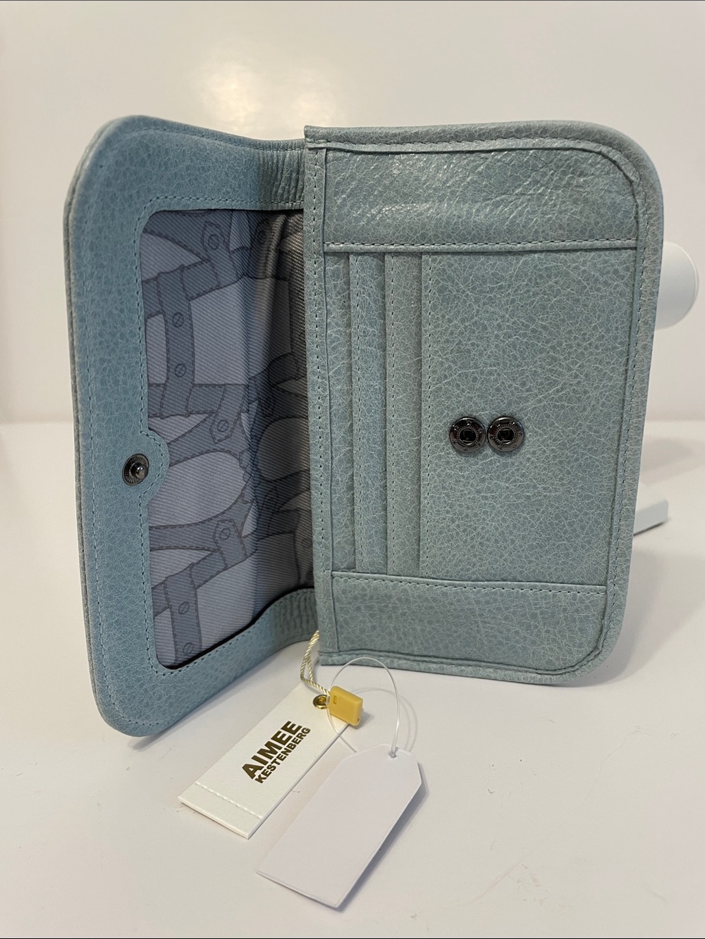 Aimee Kestenberg Pebbled Leather Light Blue/Green, Seafoam Wallet